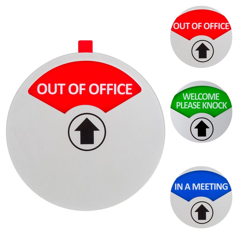 Kichwit Office Door Sign, In a Meeting, Out of Office, Welcome Please Knock, Privacy Sign for Offices, 5 Inch, Silver - Image 2